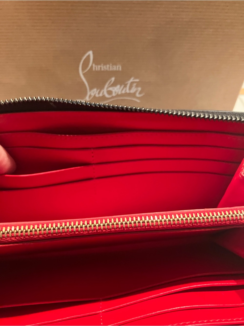Christian Louboutin Green to Blue Studded Zip Wallet - Picture 6 of 6